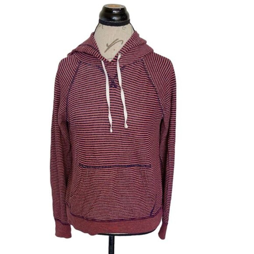 J. Crew Womens Hoodie Sweatshirt Size XS  Striped Drawstring Long Sleeve Flaw